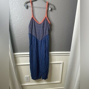 Anthropologie Blue and Orange Jumpsuit